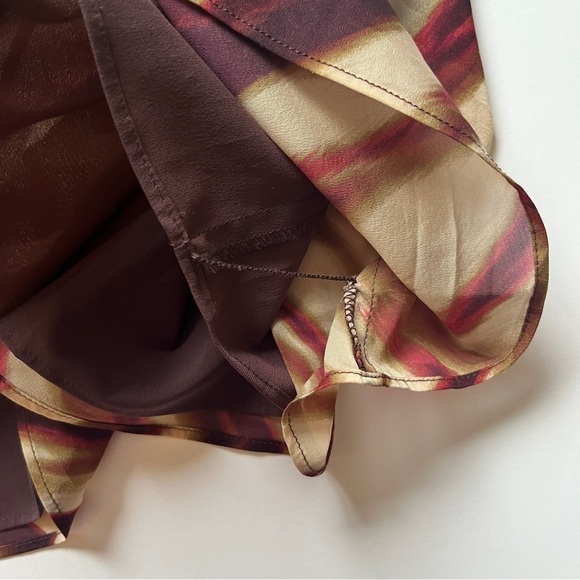 Ann Taylor Silk Dress Water Color Animal Print Flowy Lined Lightweight Tan Sz 6P - Picture 10 of 14